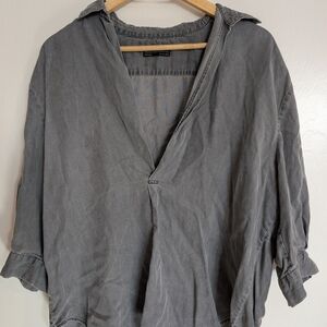 Zara Women's Gray Lightweight Denim Shirt